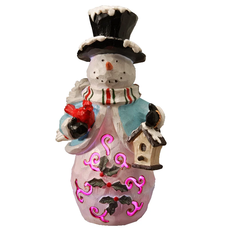 11in. Lighted Holiday Snowman Decor