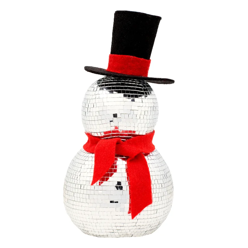 12in. Disco Ball Snowman with Red Scarf