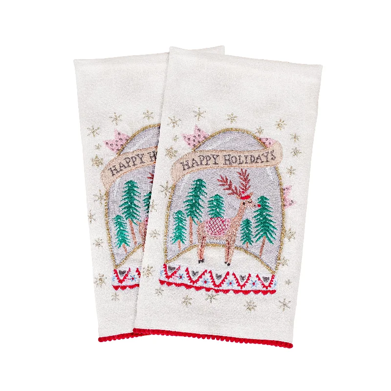18" HGTV Home Collection Christmas Snow Globe Guest Towel Pair