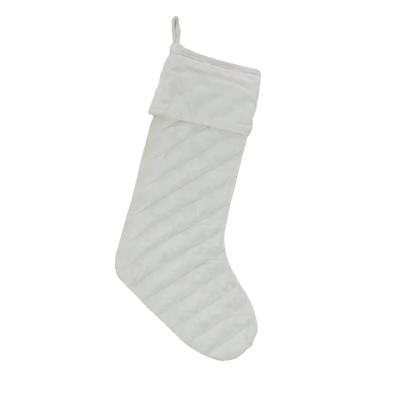 19” HGTV Home Collection Quilted Velvet Stocking, Ivory