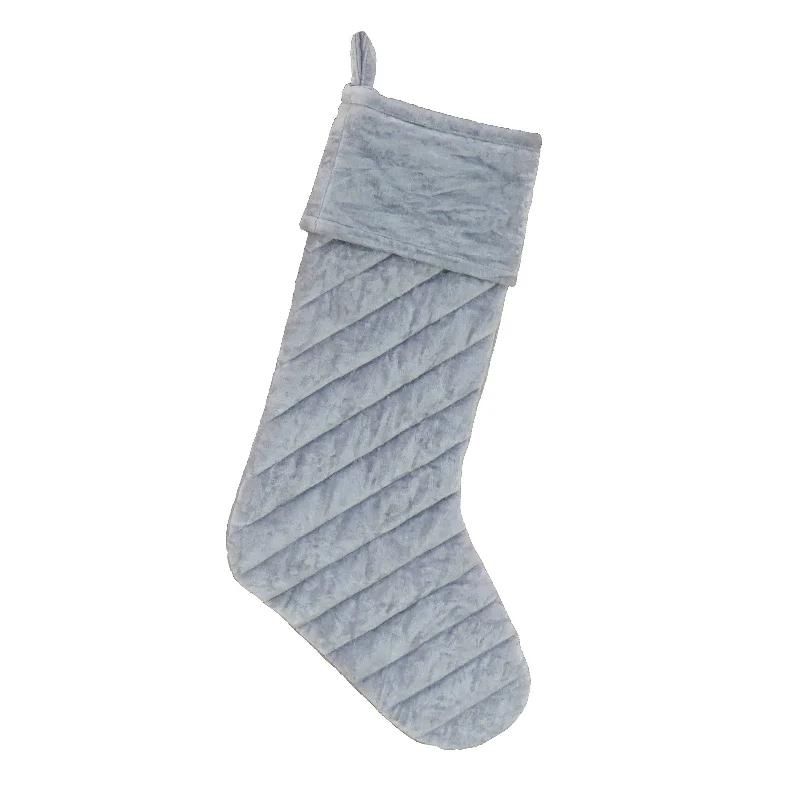 19” HGTV Home Collection Quilted Velvet Stocking, Silver