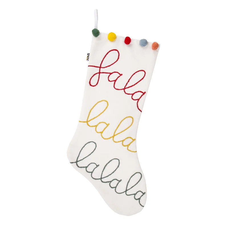 20" HGTV Home Collection White Fa La La Stocking