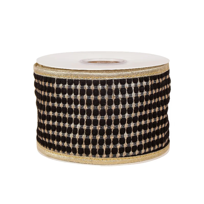3" HGTV Home Collection Carmel Jacquard Double-Sided Ribbon, Black
