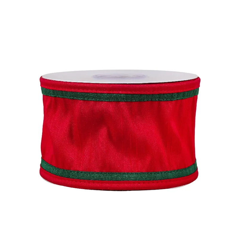 3" HGTV Home Collection Dupioni Double-Sided Ribbon, Red & Green