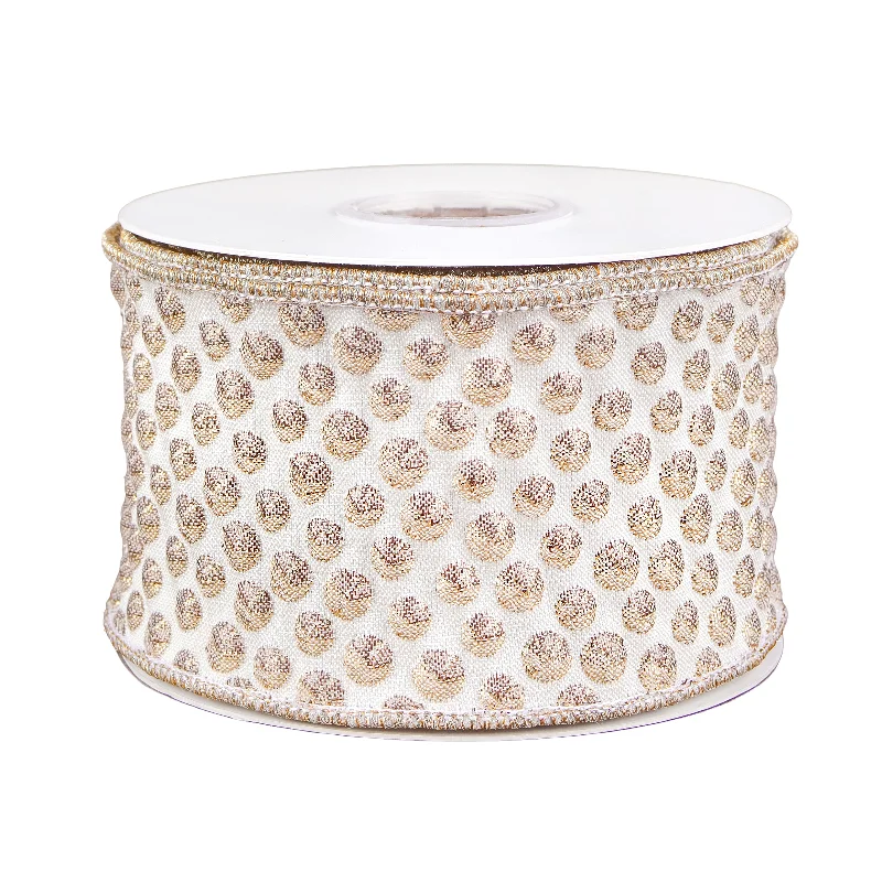 3" HGTV Home Collection Rainer Jacquard Tissue Back Ribbon, Gold