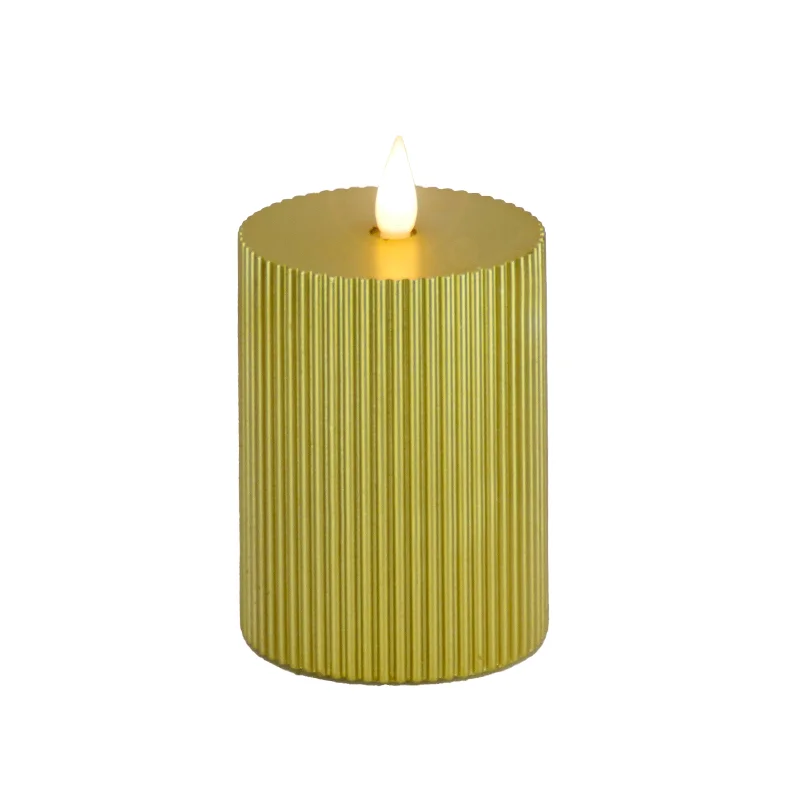 3x5 HGTV Home Collection Flameless Georgetown Pillar Candle, Gold