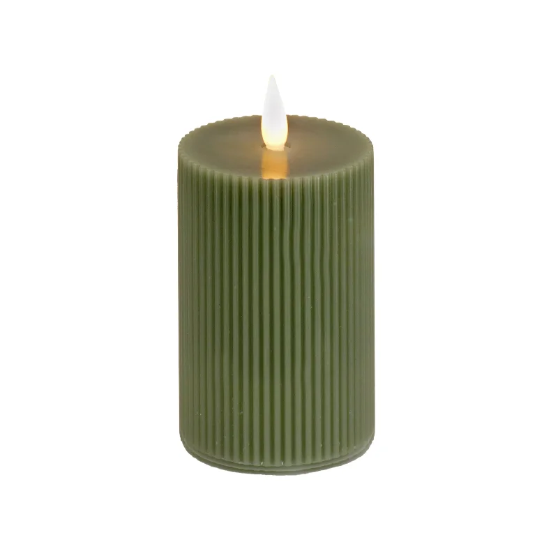 3x9 HGTV Home Collection Flameless Georgetown Pillar Candle, Dk Green