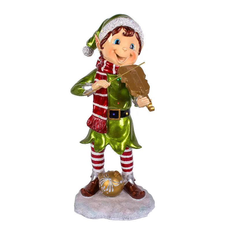 36" Fiddle Playing Pixie Elf with Multicolor Lights