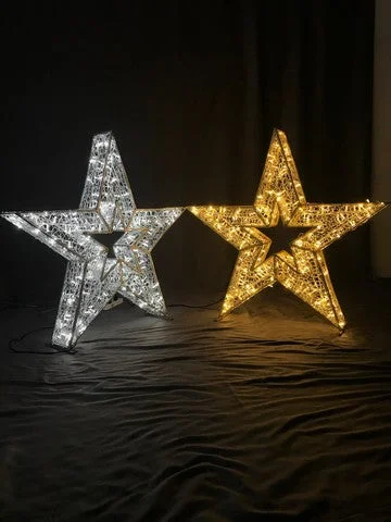 4 FT 3D Star Cool White & Cool White Flashing Effect Set Of 2