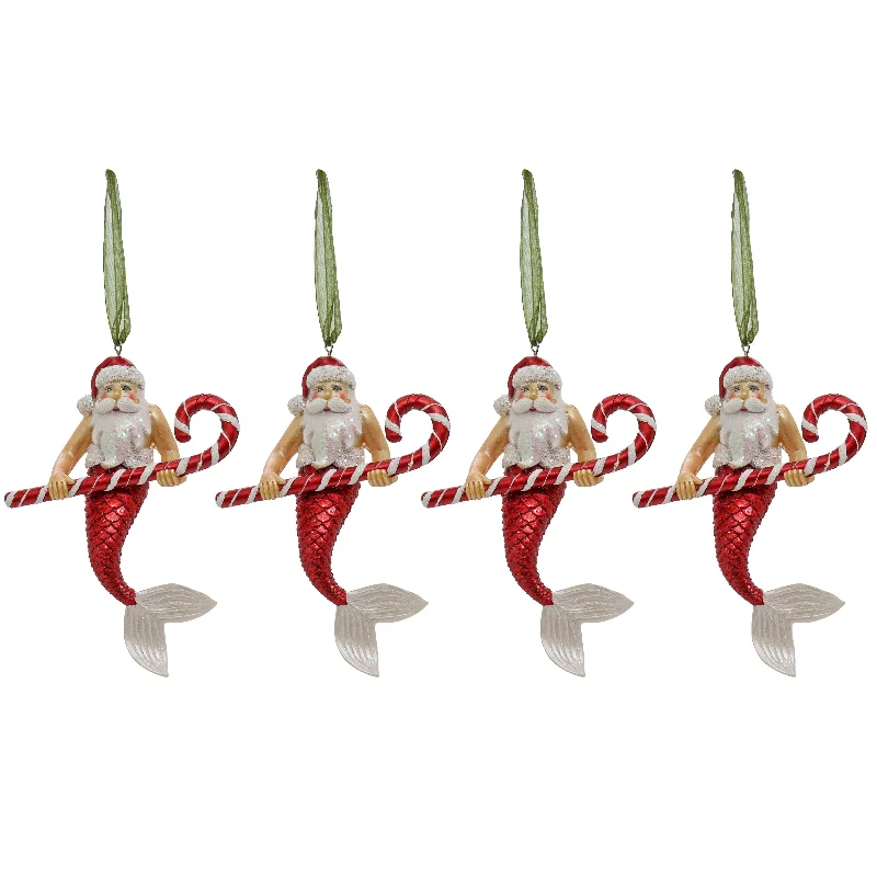 4 Piece HGTV Home Collection Santa Merman Ornaments
