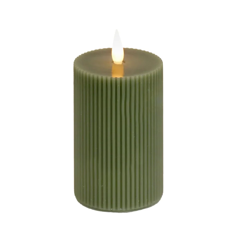 4x10 HGTV Home Collection Flameless Georgetown Pillar Candle, Dk Green