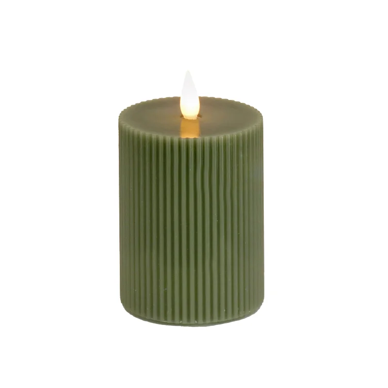 4x6 HGTV Home Collection Flameless Georgetown Pillar Candle, Dk Green