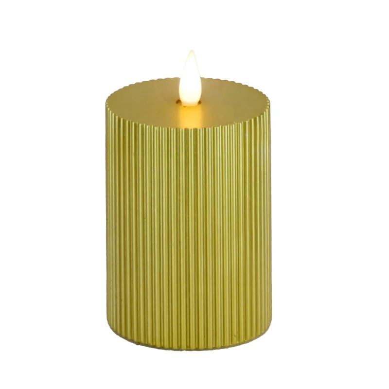4x8 HGTV Home Collection Flameless Georgetown Pillar Candle, Gold