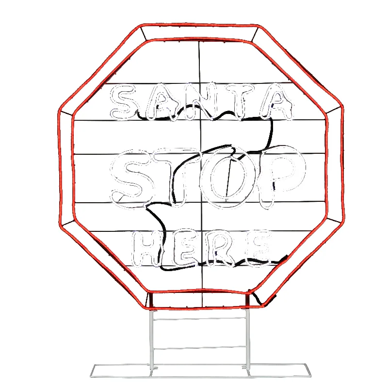 44" LED Light Strip “Santa Stop Here" Sign