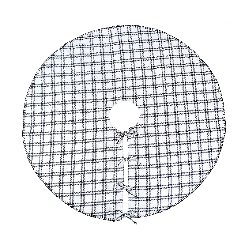 48” HGTV Home Collection Black White Ric Rac Border Tree Skirt