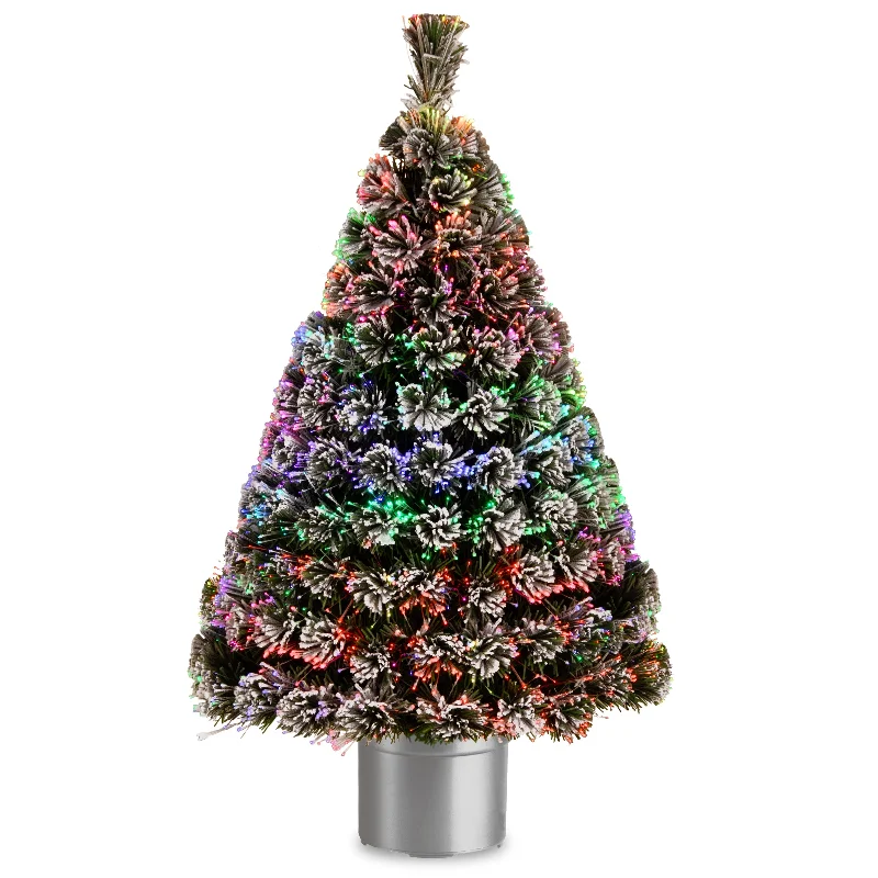 48 in. Pre-Lit Fiber Optic Evergreen Flocked Tree