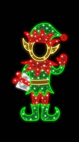 5 FT X 3 FT Red & Green Elf LED Photo Op