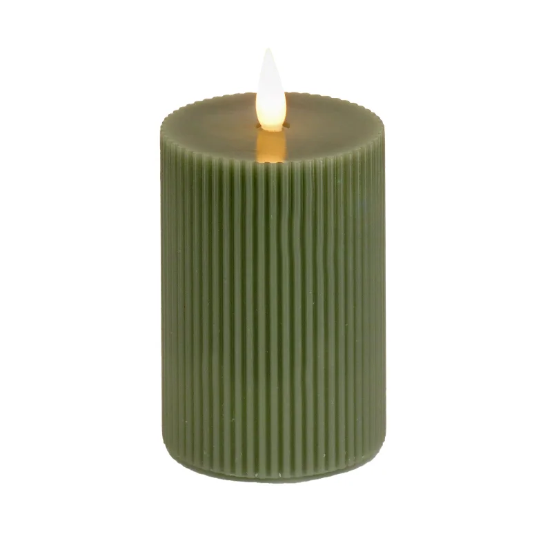 5x11 HGTV Home Collection Flameless Georgetown Pillar Candle, Dk Green