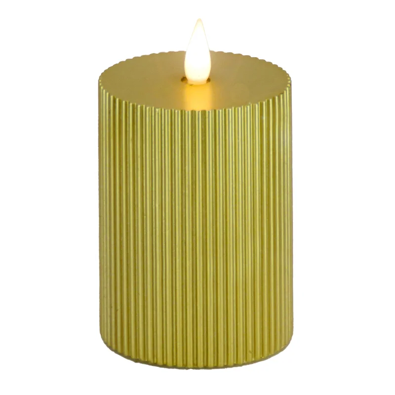 5x11 HGTV Home Collection Flameless Georgetown Pillar Candle, Gold