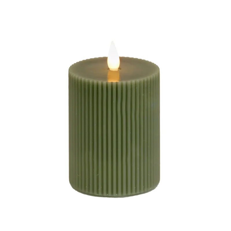 5x7 HGTV Home Collection Flameless Georgetown Pillar Candle, Dk Green