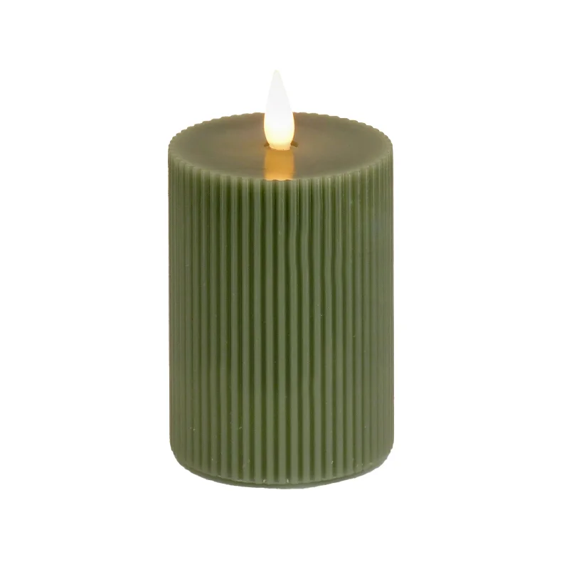 5x9 HGTV Home Collection Flameless Georgetown Pillar Candle, Dk Green