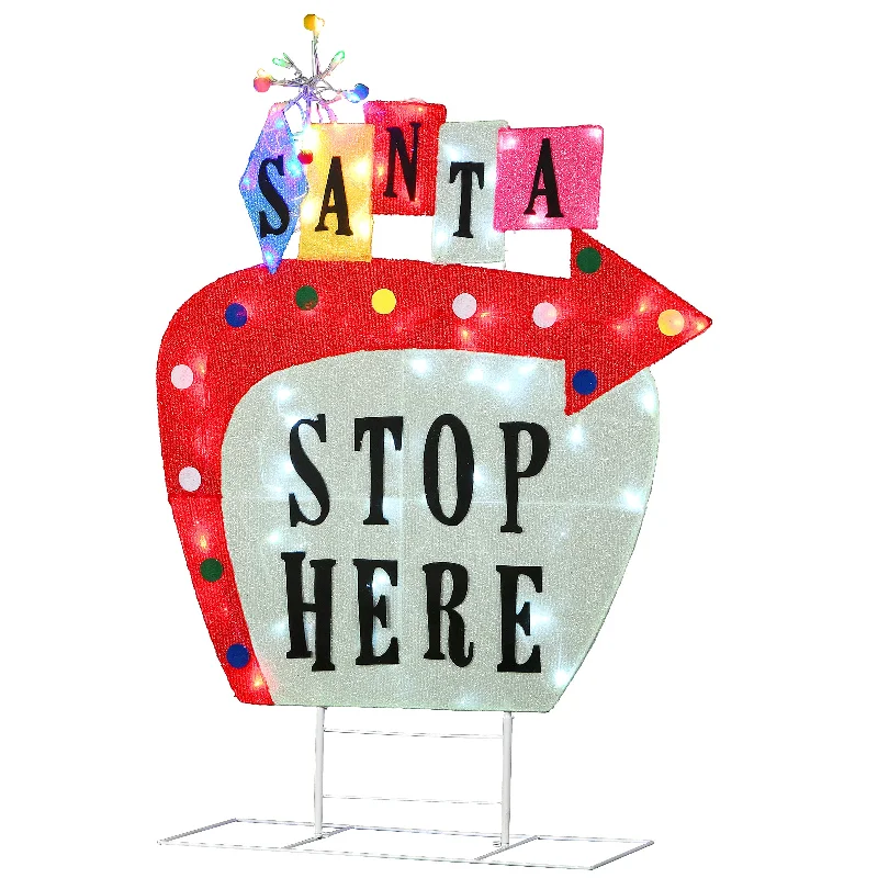 50" Pre-Lit Vintage Vegas Santa Sign