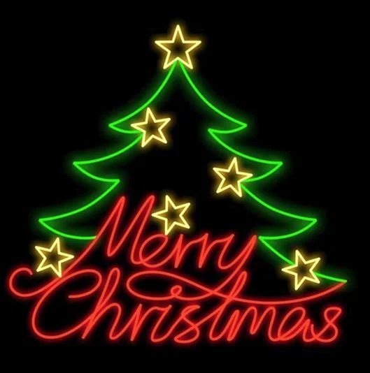 4.5 FT X 4.5 FT Warm White, Red, & Green LED Merry Christmas Tree
