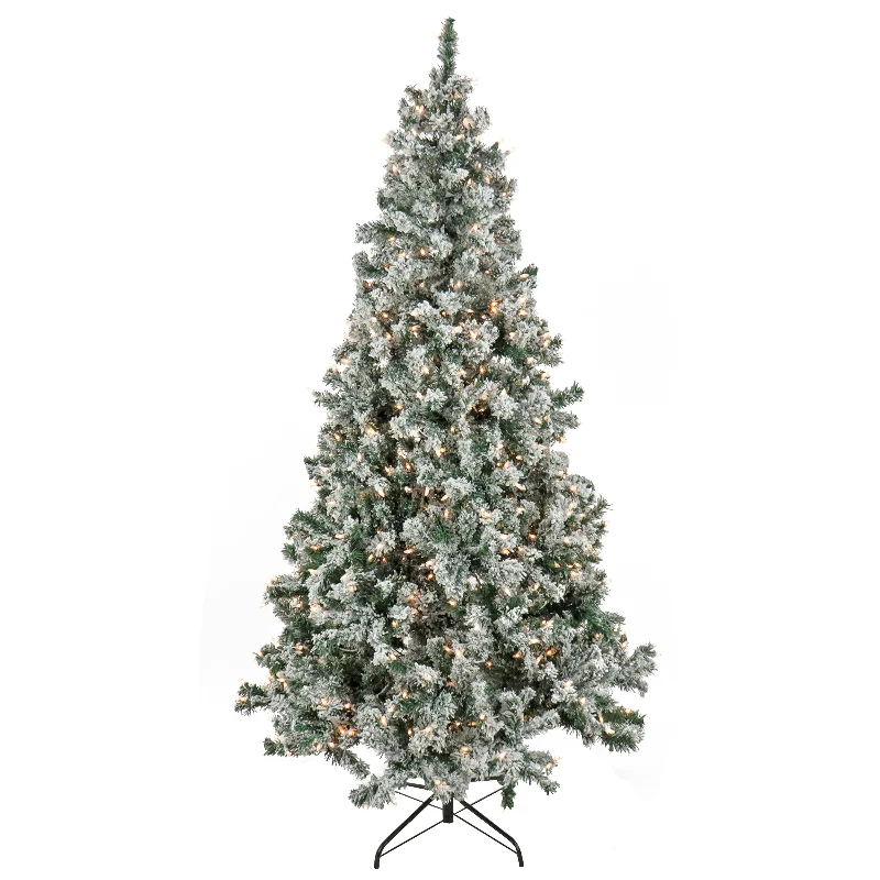 6.5 ft. Pre-Lit Snowy Crestview Tree with Clear Lights