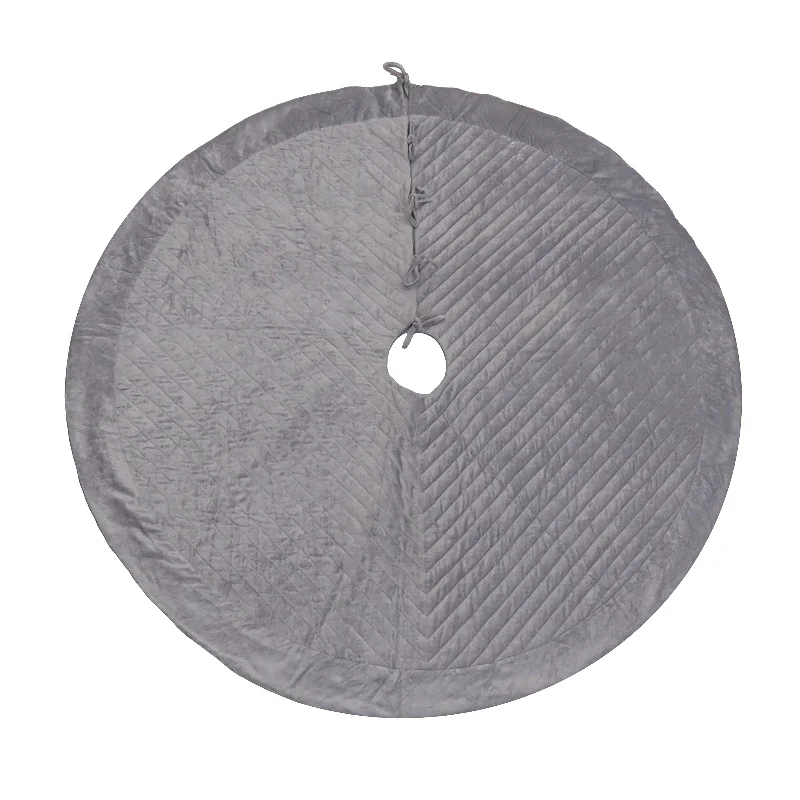 60" HGTV Home Collection Quilted Velvet Tree Skirt, Silver