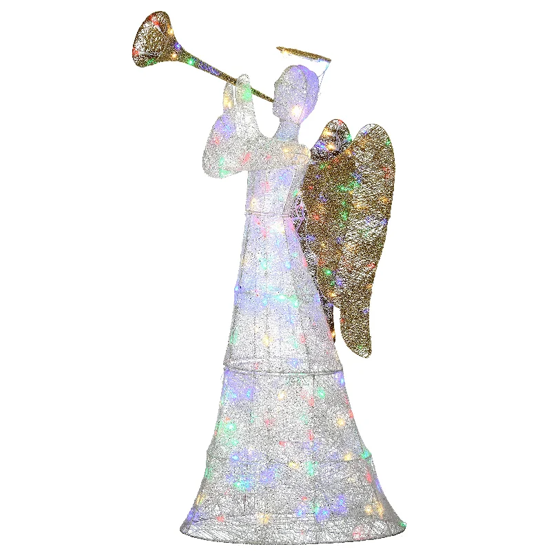 60" Trumpeting White Angel with Multicolor LED Lights