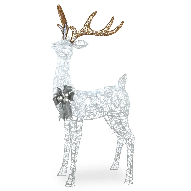 65" Glittered Standing Buck with Twinkling LED Lights