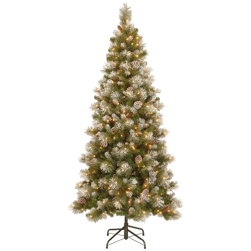 7.5 ft. Pre-Lit Snow Capped Mountain Pine  Slim Tree with Clear Lights