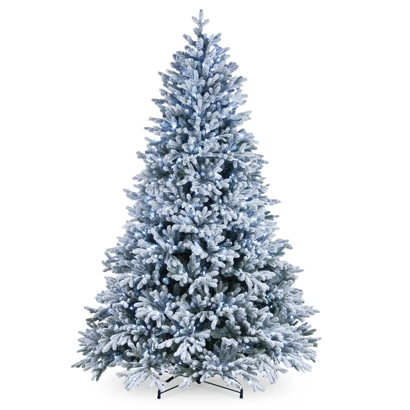 7.5 ft. Pre-Lit Snowy Hamilton Spruce Tree with Cool White LED Lights