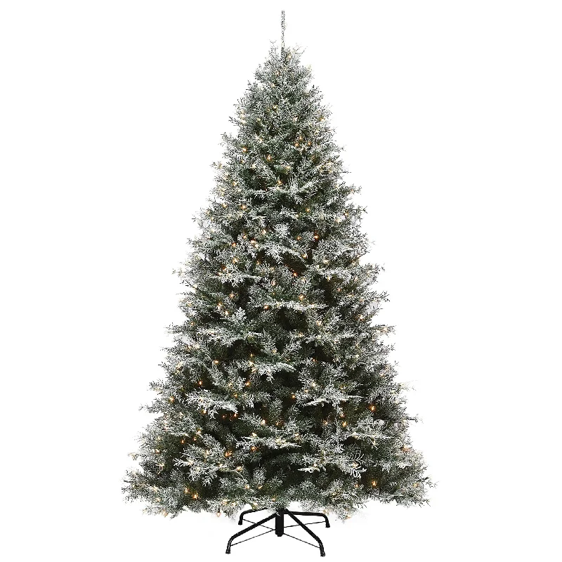 7.5 ft. Pre-Lit Snowy Stonington Fir Tree with Dual Color LED Lights