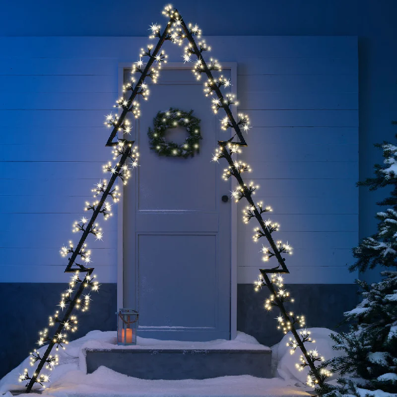 8 FT Outdoor Christmas Tree Silhouette Warm White LED Twinkle Function Lights