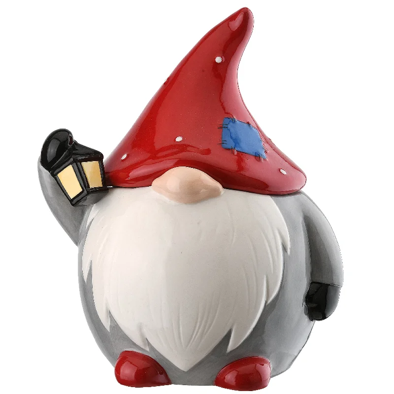 8" Round Ceramic Winter Gnome