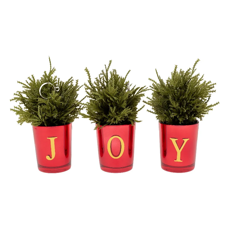8in. Christmas Joy Tabletop Card Holder Votive 3 Piece