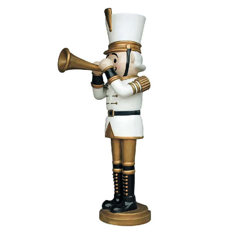 9 FT White & Gold Nutcracker With Trumpet