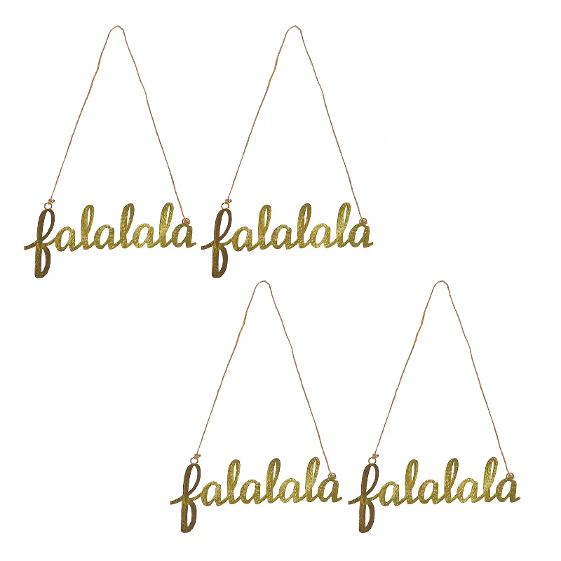 9" HGTV Home Collection Falalala Metal Ornament Set