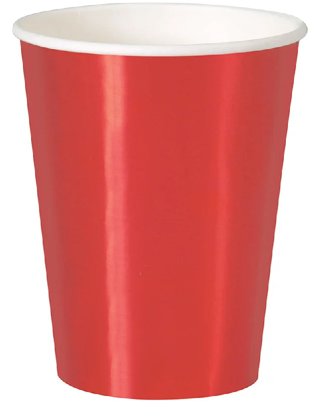 Christmas Red Foil 355ml Paper Cups Pack of 8