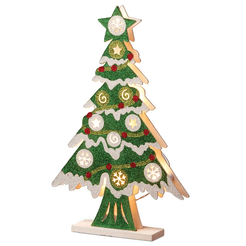 Pre-Lit 17" Wooden Christmas Tree