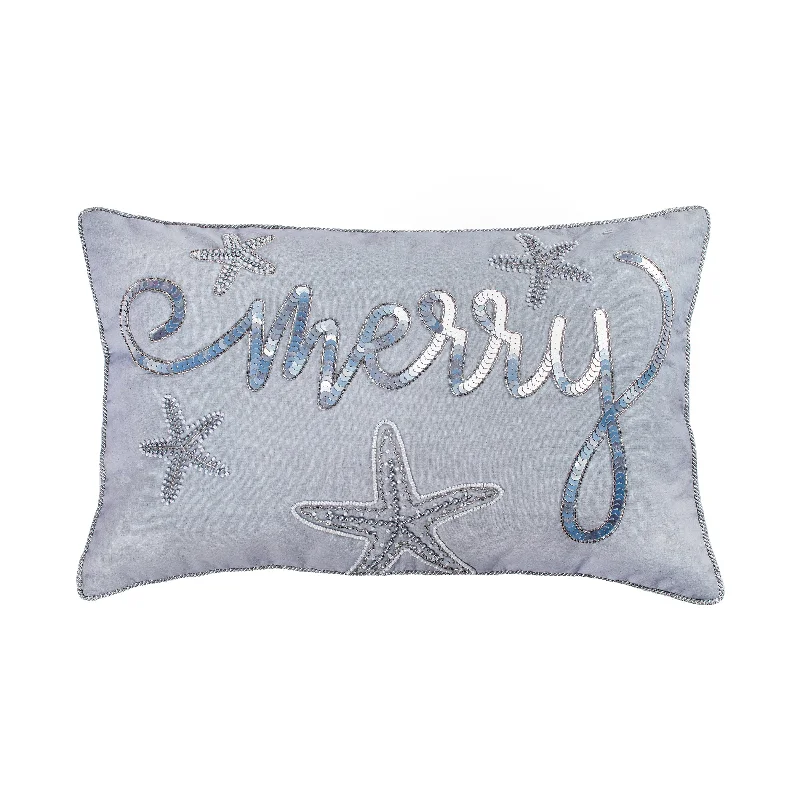 Coastal Merry Embroidered Pillow