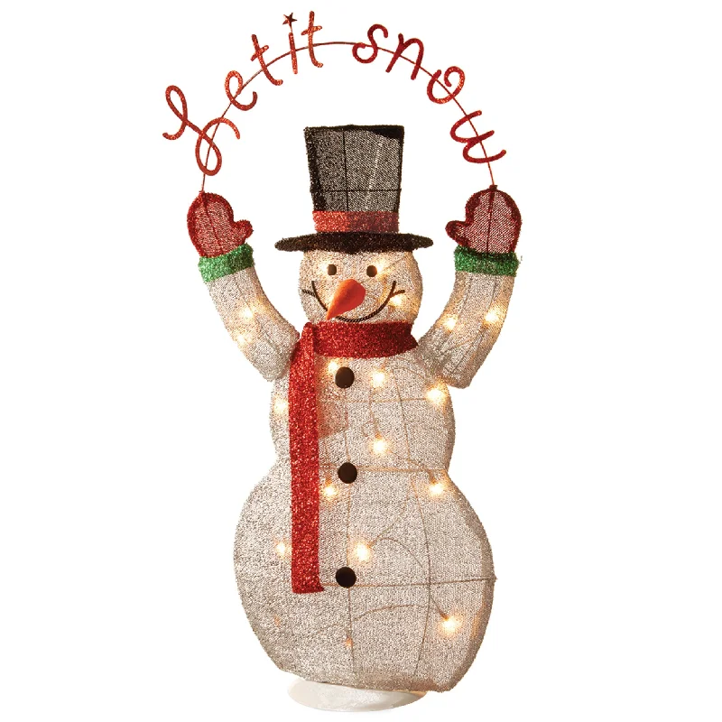 Pre-Lit 36" Tinsel Snowman