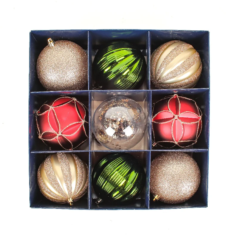 First Traditions - 13" Gold Xmas Ball Decor Set