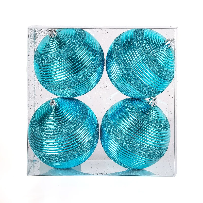 First Traditions 4 Piece Shatterproof Swirling Blue Ornaments