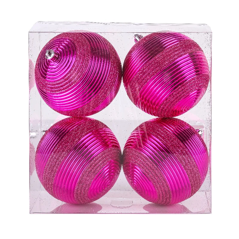 First Traditions 4 Piece Shatterproof Swirling Pink Ornaments