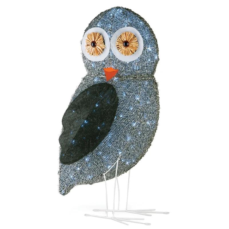 37" Fuzzy Fabric Owl with LED Lights
