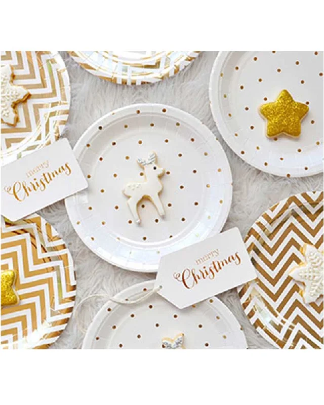 Gold Chevron 23cm Paper Plates Pack of 10
