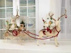 Mark Roberts Mistletoe Santa With Deer & Carriage