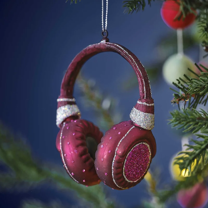 Merry & Bright Christmas Novelty Headphone Hanging Tree Decoration